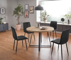 OTTO home Esstisch »Anja« Küchentisch, Tisch, Runder Tisch,Kreuzfußgestell aus Metall, Naturholz Optik Tischplatte