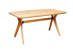 OTTO home Esstisch »Arco Küchentisch, Tisch, Speisetisch, Esszimmertisch, Familientisch« 4 cm Tischplatte, Eiche geölt, Schweizer Kante & gekreuzte Beine