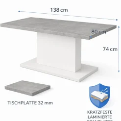 OTTO home Esstisch »Atina Säulentisch, Küchentisch, Speisetisch, Dekortisch« Moderner Esstisch für 4-6 Personen, erhältlich in Trend-Dekoren