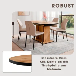 OTTO home Esstisch »Basel, Esstisch ausziehbar, in 2 Farben erhältlich« pflegeleichter Tisch, 140cm auf 180cm ausziehbar, verschiedene Farben