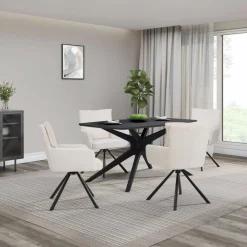 OTTO home Esstisch »Dakona« Tischplatte mit Holzstruktur, schwarze Metallbeine, Höhe 76 cm