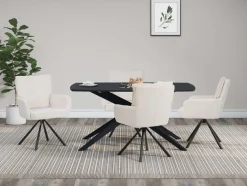 OTTO home Esstisch »Dakona« Tischplatte mit Holzstruktur, schwarze Metallbeine, Höhe 76 cm