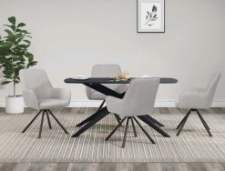 OTTO home Esstisch »Dakona« Tischplatte mit Holzstruktur, schwarze Metallbeine, Höhe 76 cm