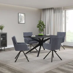 OTTO home Esstisch »Dakona« Tischplatte mit Holzstruktur, schwarze Metallbeine, Höhe 76 cm