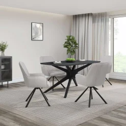 OTTO home Esstisch »Dakona« Tischplatte mit Holzstruktur, schwarze Metallbeine, Höhe 76 cm