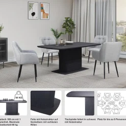 OTTO home Esstisch »Daleton« Tischplatte und Standfuß mit Holzstruktur, pflegeleicht, Höhe 76 cm
