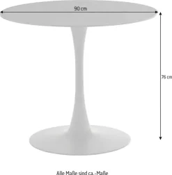 OTTO home Esstisch »Freya« 1 Stk. tlg. Runder Tisch 90cm in Sinterstein, Black Copper mit schwarzem Säulenfuß
