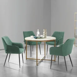 OTTO home Esstisch »Gondat« 1 Stk. tlg. mit Tischplatte in Marmor-Optik, Gestell aus Metall golden, Höhe 76 cm