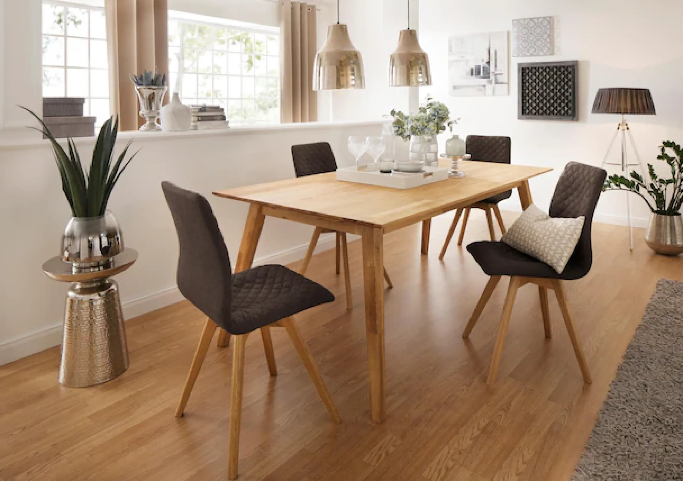 OTTO home Esstisch »Lake« Eiche massiv, Breite 150 cm, erweiterbar mit Ansteckplatten