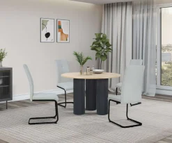 OTTO home Esstisch »Mandan« rund, 110x110 cm, 25 cm runde Beine mit Rillenstruktur, Höhe 76 cm