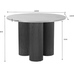 OTTO home Esstisch »Mandan« rund, 110x110 cm, 25 cm runde Beine mit Rillenstruktur, Höhe 76 cm
