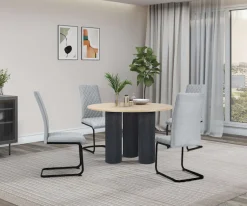 OTTO home Esstisch »Mandan« rund, 110x110 cm, 25 cm runde Beine mit Rillenstruktur, Höhe 76 cm