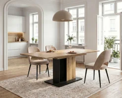 OTTO home Esstisch »MONOLITH, ausziehbar 150 -230 cm, inklusive 2x 40 cm Einlegeplatte« Doppelsäulen-Gestell mit Bodenplatte, Tisch, Küchentisch, Esszimmer