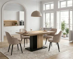 OTTO home Esstisch »MONOLITH, ausziehbar 150 -230 cm, inklusive 2x 40 cm Einlegeplatte« Doppelsäulen-Gestell mit Bodenplatte, Tisch, Küchentisch, Esszimmer