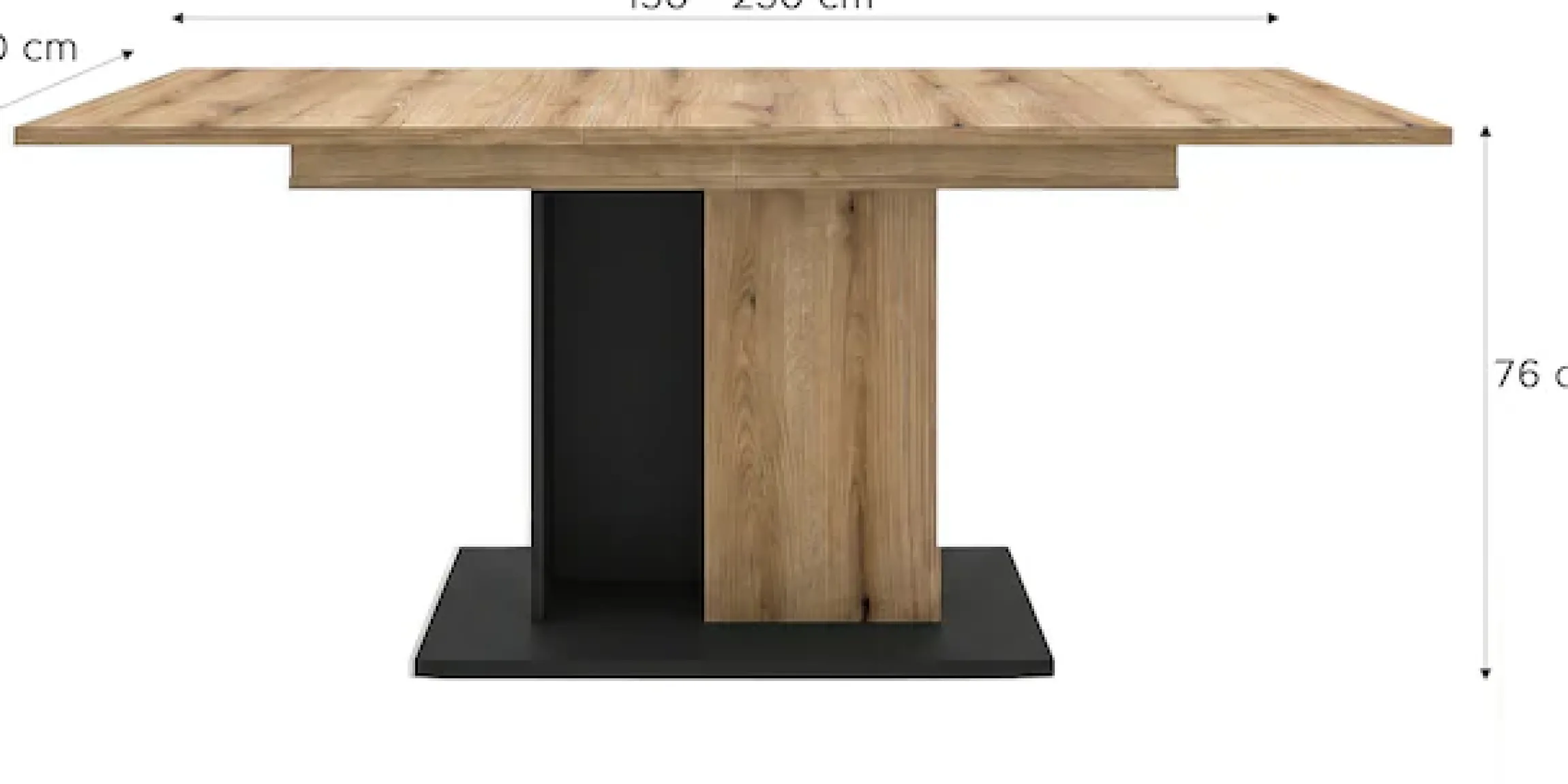 OTTO home Esstisch »MONOLITH, ausziehbar 150 -230 cm, inklusive 2x 40 cm Einlegeplatte« Doppelsäulen-Gestell mit Bodenplatte, Tisch, Küchentisch, Esszimmer