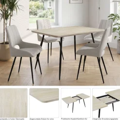 OTTO home Esstisch »Ombrone« ausziehbar 120-160 cm, Synchronauszug, inkl Einlegeplatte, Breite 80cm