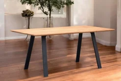 OTTO home Esstisch »Reidigen Küchentisch, A-Form Metallgestell, Wildeiche massiv geölt« Baum Kante oder Schweizer Kante, erhältlich in 3 Größen und 2 Farben