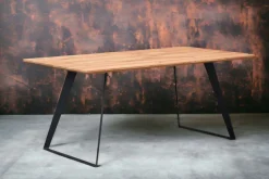 OTTO home Esstisch »Talwiese Küchentisch, U-Form Metallgestell, Wildeiche massiv geölt« Baum Kante oder Schweizer Kante, erhältlich in 3 Größen und 2 Farben
