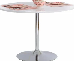 OTTO home Esstisch »Trompet« rund,Ø110 cm, Tischplatte weiß Hochglanz, Trompetenfuß, Tulpentisch