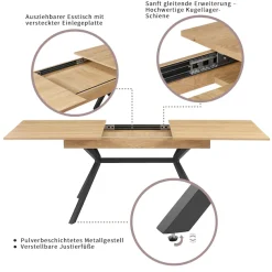OTTO home Esstisch »Vendy« ausziehbarer Tisch mit pflegeleichter Oberfläche, 160-210 cm