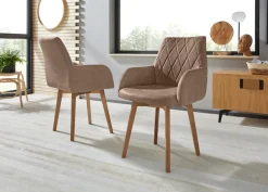 OTTO home Esszimmerstuhl »Brest« (Set) 2 Stk.Armlehnstuhl in Leder oder Microfaser, Gestell Eiche Massiv geölt