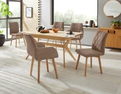 OTTO home Esszimmerstuhl »Brest« (Set) 2 Stk.Armlehnstuhl in Leder oder Microfaser, Gestell Eiche Massiv geölt