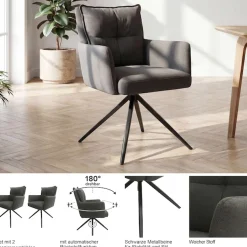 OTTO home Esszimmerstuhl »Chiani« () 2 Stk.180° Auto Rückkehr, gepolsterte Rückenlehne, Armlehne und Sitzfläche