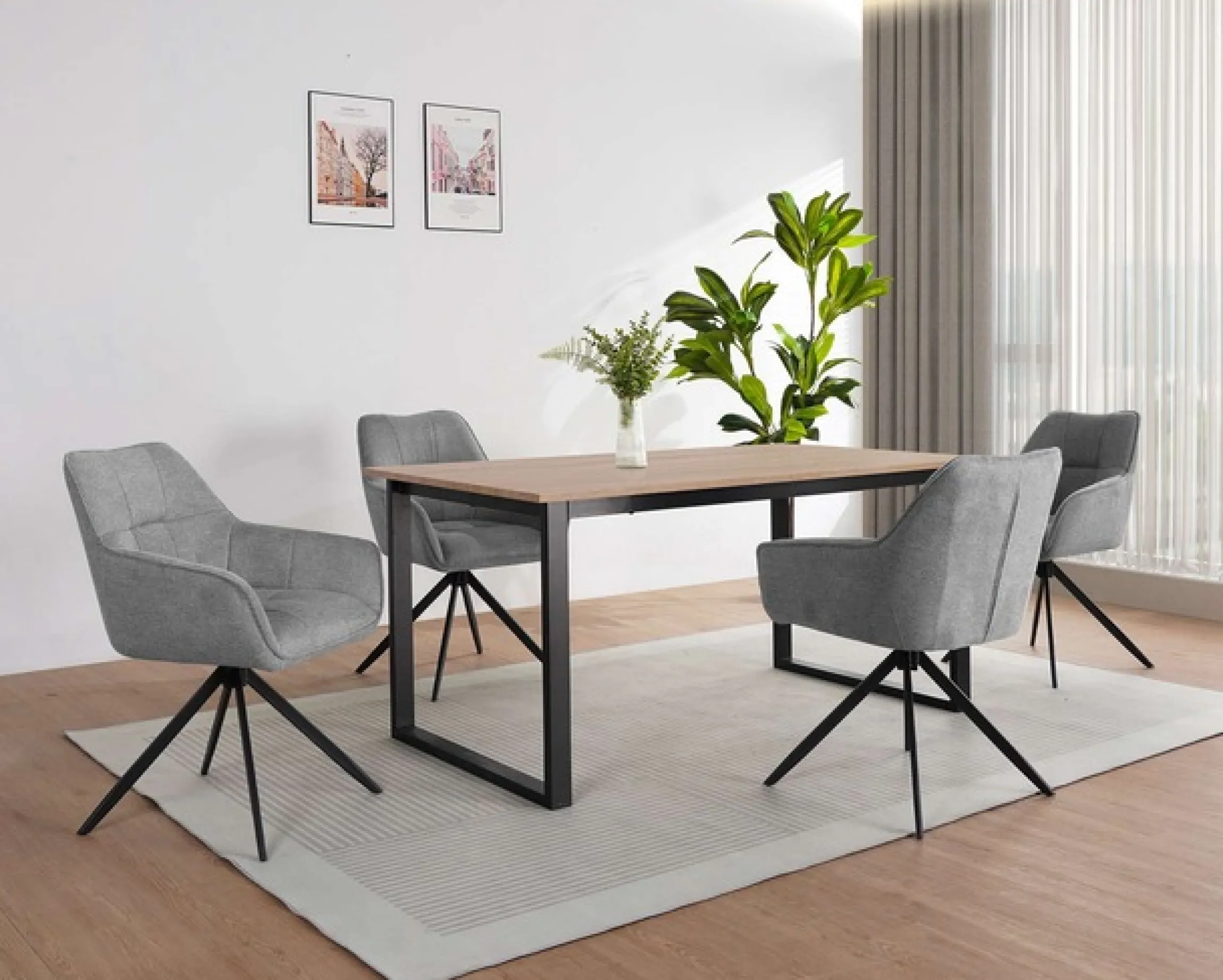 OTTO home Esszimmerstuhl »Christoffer« (Set) 2 Stk.Webstoff Bezug, pulverbeschichtetes schwarzes Metallgestell