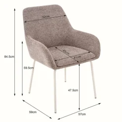 OTTO home Esszimmerstuhl »Gabbie« (Set) 2 Stk.mit weißen Metallbeinen, Webstoff Bezug, Sitzhöhe 47,5 cm
