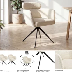 OTTO home Esszimmerstuhl »Isarco« () 2 Stk.360° Auto Rückkehr, gepolsterte Rückenlehne, Armlehne und Sitzfläche