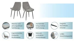 OTTO home Esszimmerstuhl »Niam, Polsterstuhl« () 2er Set, schwarze Metallbeine, pflegeleichter Samtvelours Bezug