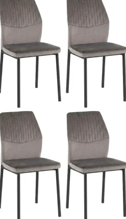 OTTO home Esszimmerstuhl »Nora« (Set) 4 Stk.moderne Samtstühle mit Kontrastnähten und schwarzem Metallgestell