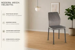 OTTO home Esszimmerstuhl »Nora« (Set) 4 Stk.moderne Samtstühle mit Kontrastnähten und schwarzem Metallgestell