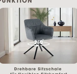 OTTO home Esszimmerstuhl »Turin« (Set) 2 Stk.moderner Stuhl, 360 Grad drehbar, mit hochwertigem Strukturstoff