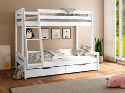 OTTO home Etagenbett »Doppelstockbett, Hochbett, "NORA"« Leiter beidseitig montierbar,mit Schubladen, zertifiziertes Massivholz, breite Liegefläche unten