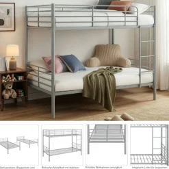 OTTO home Etagenbett »Hayo,Metallbett, Stockbett« teilbar in 2 Einzelbetten,perfekt für kleine Räume, mehrere Farben, (B/T/H) ca. 208/97/160 cm