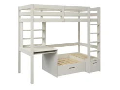 OTTO home Etagenbett »HENNE' TOPSELLER! Hochbett, Ideal für kleine Räume, 2 Schlafplätze« zweiter Schlafplatz ausziehbar, B/H/T ca. 208/180/105cm,mit Polsterauflagen, Schreibtisch, Stauraum, seitenverkehrt montierbar