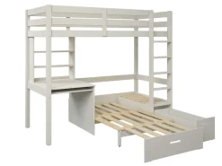 OTTO home Etagenbett »HENNE' TOPSELLER! Hochbett, Ideal für kleine Räume, 2 Schlafplätze« zweiter Schlafplatz ausziehbar, B/H/T ca. 208/180/105cm,mit Polsterauflagen, Schreibtisch, Stauraum, seitenverkehrt montierbar