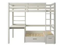 OTTO home Etagenbett »HENNE' TOPSELLER! Hochbett, Ideal für kleine Räume, 2 Schlafplätze« zweiter Schlafplatz ausziehbar, B/H/T ca. 208/180/105cm,mit Polsterauflagen, Schreibtisch, Stauraum, seitenverkehrt montierbar
