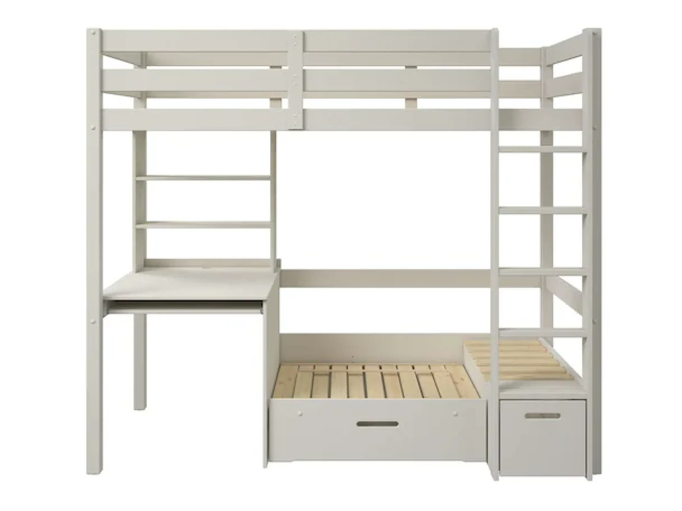 OTTO home Etagenbett »HENNE' TOPSELLER! Hochbett, Ideal für kleine Räume, 2 Schlafplätze« zweiter Schlafplatz ausziehbar, B/H/T ca. 208/180/105cm,mit Polsterauflagen, Schreibtisch, Stauraum, seitenverkehrt montierbar