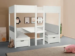 OTTO home Etagenbett »Stockbett "TIPO" Inklusive unterer Auflagen, 90x200cm« viel Stauraum, Massivholz,inklusive Tisch,2 Schubkästen,2 Schlafplätze