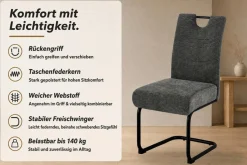 OTTO home Freischwinger »Echo« (Set) 2 Stk.komfortabler Freischwinger mit Federkern und Griff, 140kg belastbar