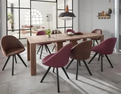 OTTO home 4-Fußstuhl »Lotos« (Set) 2 Stk.Bezug aus Echtleder und Gestell aus Eiche Massivholz