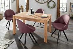 OTTO home 4-Fußstuhl »Lotos« (Set) 2 Stk.Bezug aus Echtleder und Gestell aus Eiche Massivholz