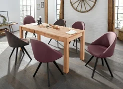 OTTO home 4-Fußstuhl »Lotos« (Set) 2 Stk.Bezug aus Echtleder und Gestell aus Eiche Massivholz