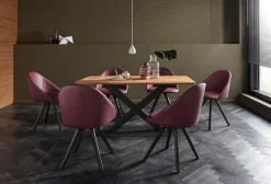 OTTO home 4-Fußstuhl »Lotos« (Set) 2 Stk.Bezug aus Echtleder und Gestell aus Eiche Massivholz