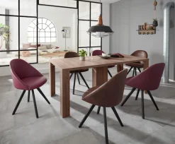 OTTO home 4-Fußstuhl »Lotos« (Set) 2 Stk.Bezug aus Echtleder und Gestell aus Eiche Massivholz