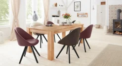 OTTO home 4-Fußstuhl »Lotos« (Set) 2 Stk.Bezug aus Echtleder und Gestell aus Eiche Massivholz