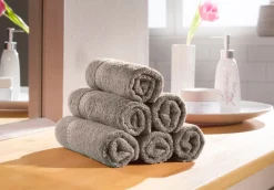 OTTO home Gaestehandtuecher »Juna, als Set und Serie erhältlich, 6 Gästetücher, 30x50cm« 100% Baumwolle, mit Bordüre, Uni-Farben, weich