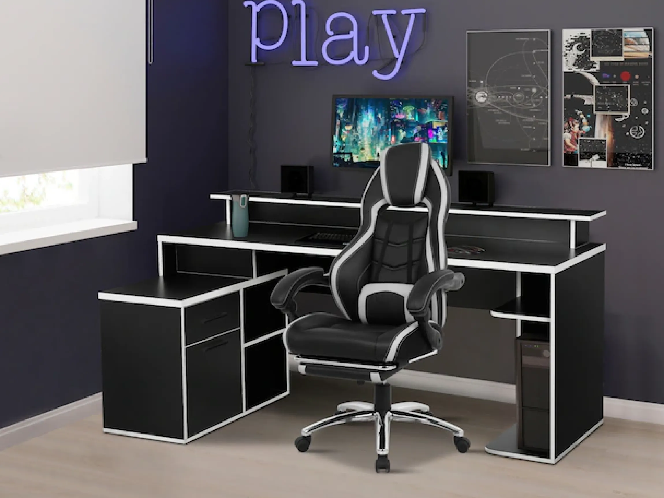 OTTO home Gaming-Stuhl »Sprinta 1, Chefsessel mit ausziehbarer Fußstütze« () komfortabel gepolstert mit vielen ergonomischen Funktionen